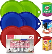 6pk Silicone Can Lids for Tins | Food and Dog Food Covers in Green, Blue, Red | Tin Can Tops and Caps