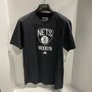 Adidas Shirt Men Medium Black The Go To Tee Brooklyn Nets NBA Basketball Sports