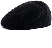 [WRITWAA] Cotton Hat Ear Protectors Men's Beanies Hats for Men Beanie Men Vintage Berets Hat Stylish Berets Cap l Size Black