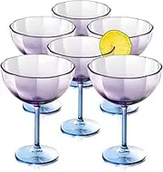 Flower Martini Glasses Set 6 Purple Plastic Margarita Glasses Blue Cocktail Glasses Floral Drinking Glasses Unique Martini Glasses Colorful Glassware Cute Glasses Vintage Wine Glasses For Wedding