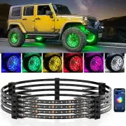 4x 15.5'' RGB Wheel Ring Lights LED Light For Truck Car Rim Lights APP Bluetooth