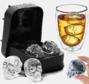 3D Skull ICE Cube Tray Silicone Maker Round Ball Sphere Mold Whiskey Cocktails