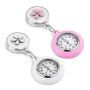 2PCS Retractable Nurse Watch, Clip-on Hanging Nurse Fob Watch, with Cute Flower Pattern and Silicone Cover for Doctors, Paramedics A