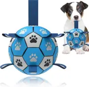 6inch Dog Ropes Toys Soccer Ball with Straps Interactive Dog Toys for Tug of War