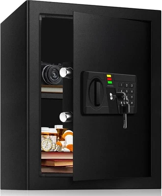 Security Safe with LED Light Digital Keypad, 56L Home Safe Box with Emergency K