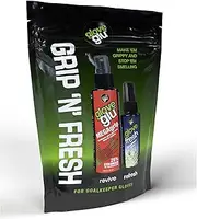 gloveglu Men's Mega and Fresh Bundle Football goalkeeping Grip Enhancer MEGAGrip and GloveFresh Pack, Black, One Size
