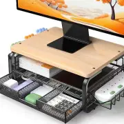 High Grade Wood Monitor Stand Riser, Large Capacity Monitor Stand with Drawer...