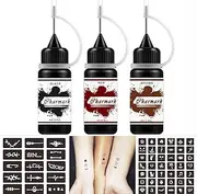Charmark Jagua Gel Temporary Kit for Women Men Kids, Semi Permanent Ink Summer Trend Art Painting DIY Fake Freckles 84 Pcs Stencils - Full Kit 3 Colors (Black+Red+Brown)