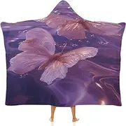[Ausinbed] Rainbow Glass Flower Wearable Cloak Hooded Blanket Fleece Hooded Robe Cloak Arctic Velvet Warm Throw Quilt Poncho Soft Nap Blanket Novelty Blanket Air Conditioning Blanket,60"x80"