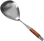 Slotted Spoon Stainless Steel Spider Strainer Skimmer Ladle Spoon for Cooking and Frying - Kitchen Large Metal Scoop Colander Strainer Spoon with Heat Resistant Wooden Handle (Style1, 41.7 * 14.7cm)