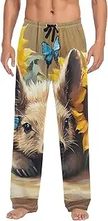 [PDZRMY] Aardvark Sunflower Cute Pajama Pants for Men Men's Separate Bottoms, Lounge Pants with Pockets S