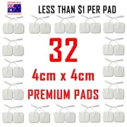 TENS EMS ELECTRODE PADS 4cm x 4cm x 32 PADS - PERFECT for ALL PIN TYPE CABLES