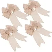Healeved Unique Handmade Flax Bow Set 4pcs Decorative Twists for Bags Clothing Hair