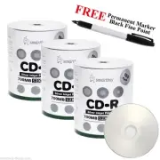 300 52X Smartbuy Silver Inkjet Printable CD-R Blank Disc+ Black Permanent Marker
