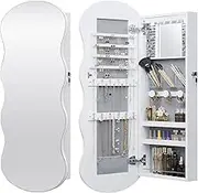 Wall Mirror Cabinet Jewelry Box Cosmetic Beauty Makeup Storage Armoire Lockable Case Organiser Vanity Hanging Shaving 44x10x106cm