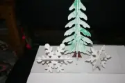 wooden Christmas Tree and snowflakes. handmade Christmas home decor