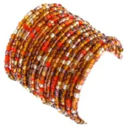 Bronze Gold Orange Seed Beads Wire Cuff Bracelet