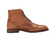 Handmade men brown wingtip leather boot, men brogue leather boots, lace up boot