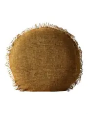 [Aura Home] Vintage Linen Fringe 45cm Round Cushion in Bronze