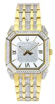 Bulova Octava Crystal Accents Stainless Steel Silver Dial 98A295 30M Mens Watch