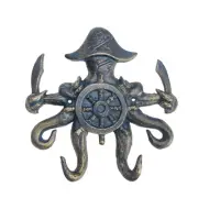 RCSTOONE Pirate Octopus Hooks, Boy's Room Decor Cast Iron Vintage Octopi Coat...