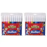 2x 10pc Texta Bullet Tip Colouring Pens Drawing Art Marker Water Based f/ Kids