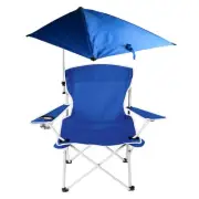 Foldable Beach Chair w/ Umbrella, Cup Holder - Blue