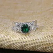 1.90CT Round Cut Real Emerald Engagement Wedding Jewelry Ring 14K White Gold FN