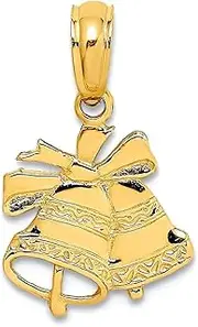 [JewelryWeb] 14k Yellow Gold Solid Polished Christmas Bells Pendant Necklace 16x11mm-Pendant for Women