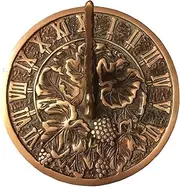 MEDIEVAL CRAFT Grapevine Sundial, Solid Brass with Verdigris Highlights, 10-Inch Diameter