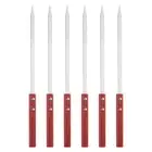 6pcs Kebob Skewers 35cmx10mmx2mm Stainless Steel Flat Sticks with Wood Handle