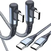 USB-C to USB-C Cable 60w [2-Pack 2M] Right Angle iPhone 16 Charger Cord Compatible with iPhone 16 15 Pro Max, MacBook iPad Pro/Air, Samsung Galaxy S25 S24 S23 S22 S21 S20 Note Flip Pixel LG Moto PS5