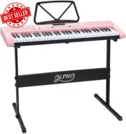 61-Key Electronic Piano, Portable Digital Keyboard, 255 Tones, Microphone, Stand
