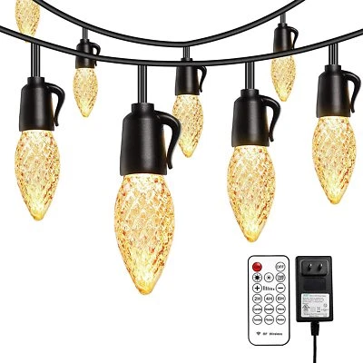 50FT Outdoor String Lights LED with 20 Pcs 1W C35 Dimmable Plastic Bulbs