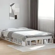 White Bed Frame 135x190 cm, Queen, Wood Platform, Bedframe with Storage, Slats, No Headboard, Low Floor, Cama, Furniture, Base Wooden