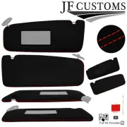 RED CROSS STITCH ITALIAN SUEDE 2X SUN VISOR COVERS FITS BMW E31 90-99 (for: BMW)