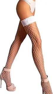 [Mila Marutti] Fishnet Thigh High Stay up Stockings Lace Top Silicone Top Nylon Hosiery