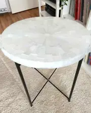 24" Selenite Stone Coffee & Tea Table Modern Handmade Kitchen Furniture Hotel De