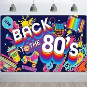 DPKOW Large Fabric 80's Banner, Back To The 80's Party Decorations, Photo Booth Backdrop Banner for Wall Garden Outdoor Indoor Decoration