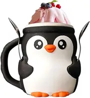 The Penguin Ice Cream Pint Containers - Portable Cute Pengin Cram Pintt Holder with Frostproof Handle | Reusable Leak Proof Dispenser Conttainer | Crem Sleeve Piint for Toddler Girls