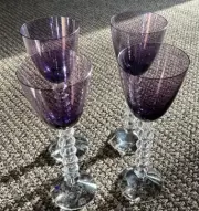 Baccarat Vega Fortissimo 9” Crystal Wine Glass Amethyst (purple) Set of 4 NIB