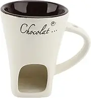 Generic Chocolate Fondue Mug Set, Personal Fondue Mugs with Forks, Ceramic, White, 4" Diameter x 4.7" Height