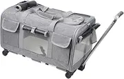 ＡＷＨＡＯ Cat Carrier Soft Wheeled Travel Backpack with Handle for Puppy Small Animals, Gray