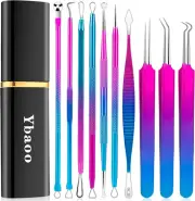 Blackhead Extractor Tools, 10 Pcs Professional Pimple Popper Tool Kit with Meta