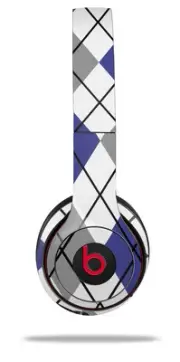 Skin Wrap for Beats Solo Wireless 2 3 4 Argyle Blue Gray SKIN ONLY