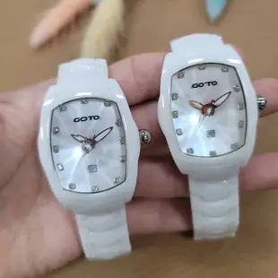 GOTO 簡約晶鑽精密陶瓷錶-白x玫
