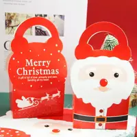 在飛比找樂天市場購物網優惠-聖誕節白點聖誕老人雪橇手提紙盒 糖果盒【BlueCat】【X
