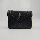 SAINT LAURENT Gaby Mini Black Leather Chain Wallet Bag New & Authentic