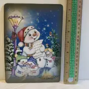 Christmas Decor Holiday VINTAGE STYLE Die Cut Cardboard Snowmen 5 X 7”