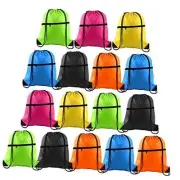 16Pcs Drawstring Backpack with Zipper Pocket Cinch Sack Bulk String Bags